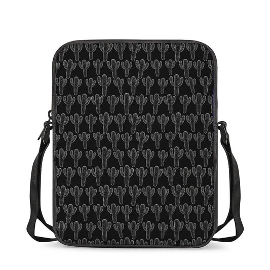 Black And White Cactus Pattern Print Rectangular Crossbody Bag