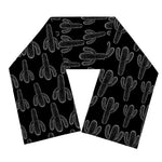 Black And White Cactus Pattern Print Scarf