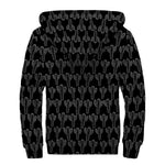 Black And White Cactus Pattern Print Sherpa Lined Zip Up Hoodie