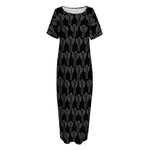 Black And White Cactus Pattern Print Short Sleeve Long Nightdress