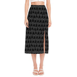 Black And White Cactus Pattern Print Side Slit Midi Skirt