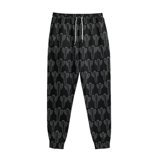Black And White Cactus Pattern Print Sweatpants