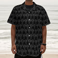 Black And White Cactus Pattern Print Textured Short Sleeve Shirt