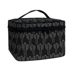 Black And White Cactus Pattern Print Travel Makeup Bag