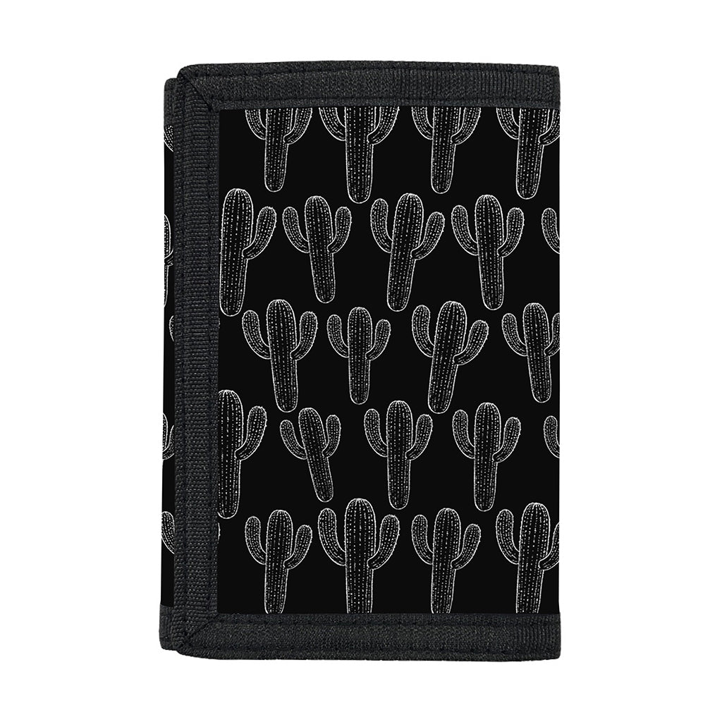 Black And White Cactus Pattern Print Trifold Wallet