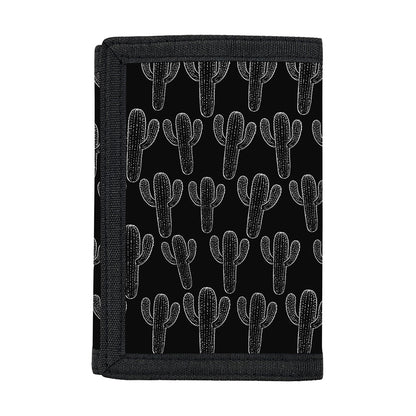 Black And White Cactus Pattern Print Trifold Wallet