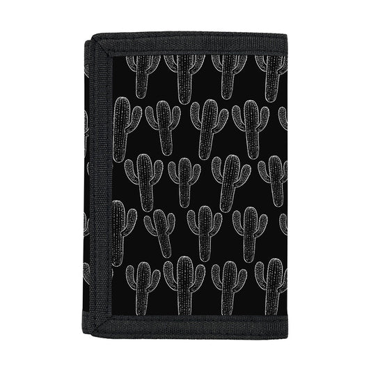 Black And White Cactus Pattern Print Trifold Wallet