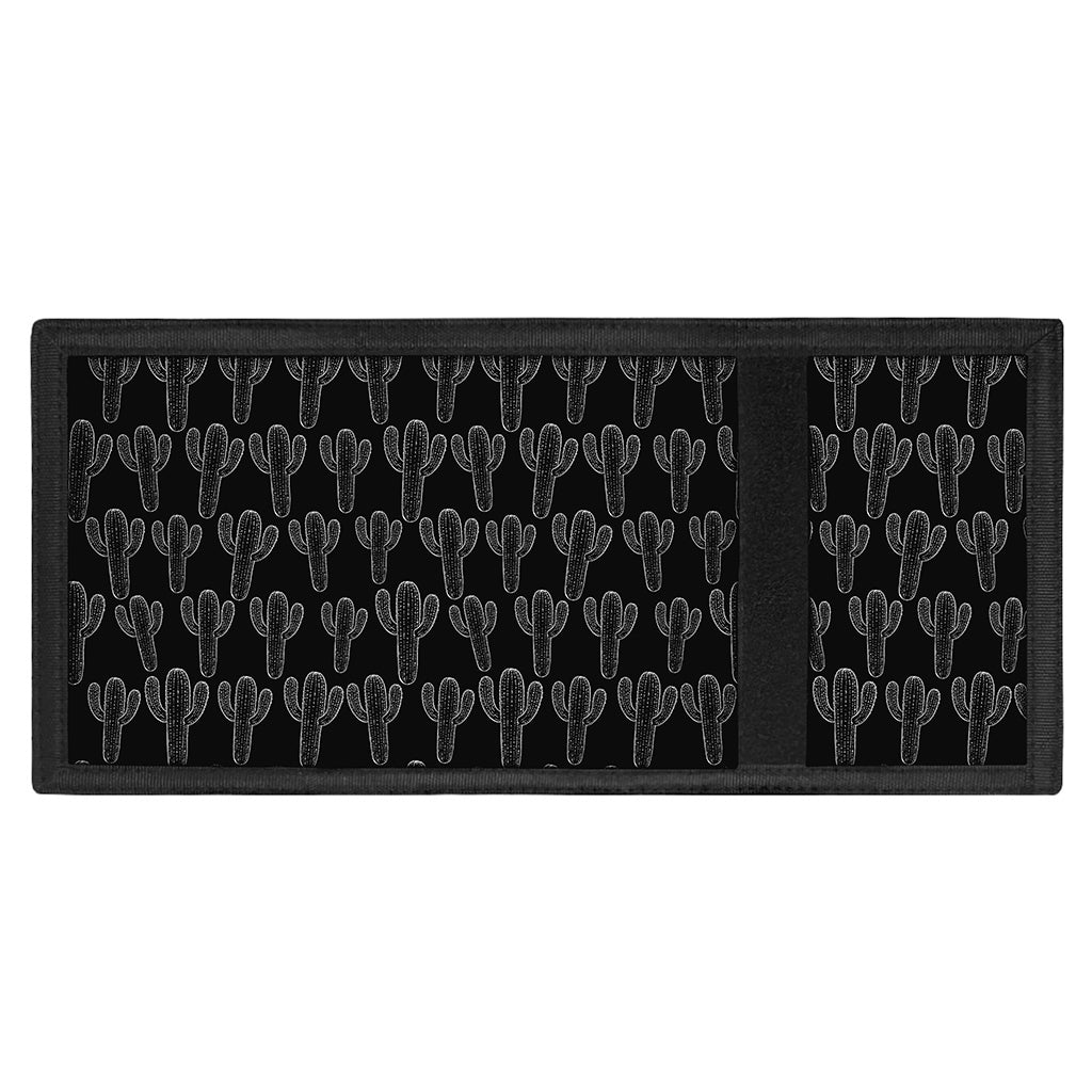 Black And White Cactus Pattern Print Trifold Wallet