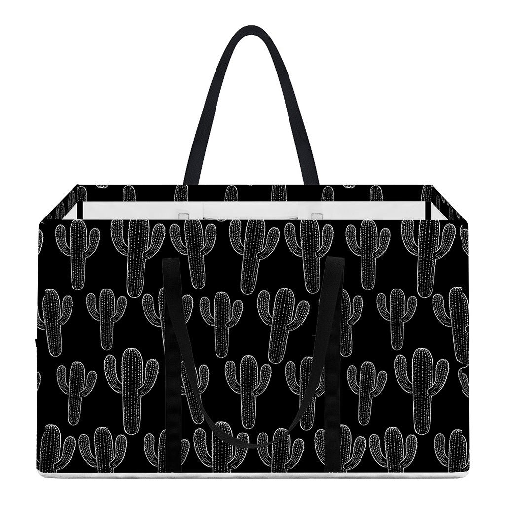 Black And White Cactus Pattern Print Utility Tote Bag