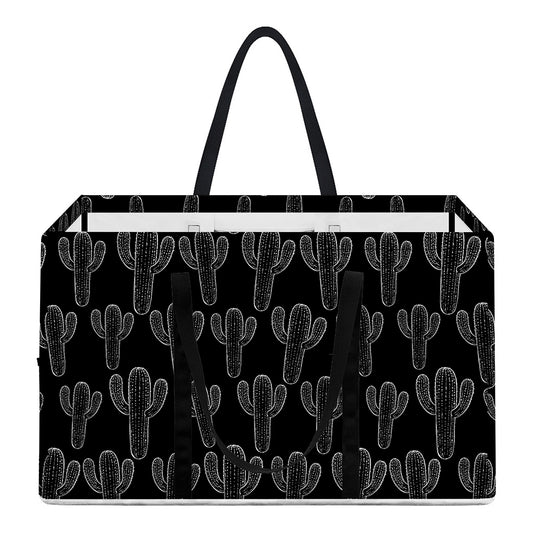 Black And White Cactus Pattern Print Utility Tote Bag
