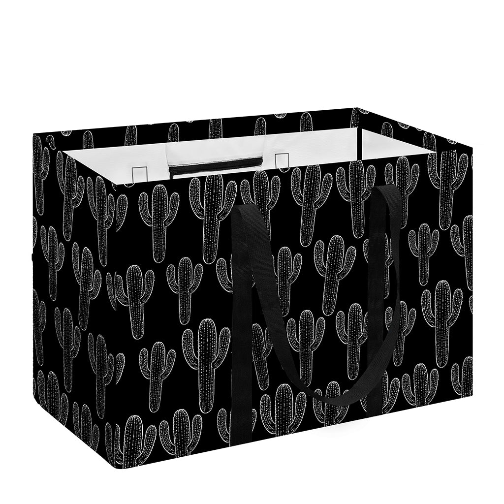 Black And White Cactus Pattern Print Utility Tote Bag