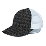 Black And White Cactus Pattern Print White Mesh Trucker Cap