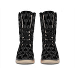 Black And White Cactus Pattern Print Winter Boots