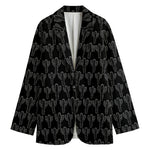Black And White Cactus Pattern Print Women's Cotton Blazer