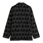 Black And White Cactus Pattern Print Women's Cotton Blazer