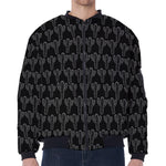 Black And White Cactus Pattern Print Zip Sleeve Bomber Jacket