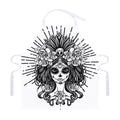 Black And White Calavera Girl Print Adjustable Apron