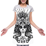 Black And White Calavera Girl Print Adjustable Apron