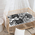 Black And White Calavera Girl Print Baby Crib Sheet
