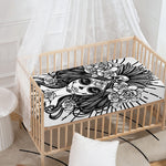 Black And White Calavera Girl Print Baby Crib Sheet