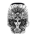 Black And White Calavera Girl Print Baby Seat Cover