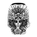 Black And White Calavera Girl Print Baby Seat Cover