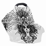 Black And White Calavera Girl Print Baby Seat Cover