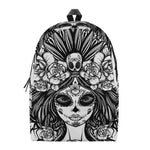 Black And White Calavera Girl Print Backpack