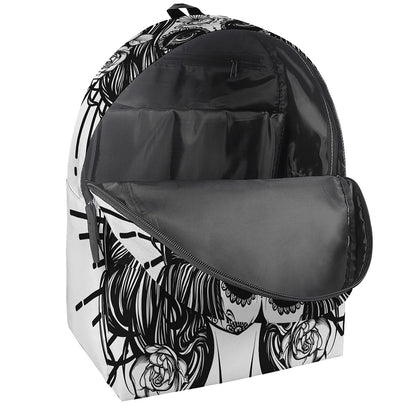 Black And White Calavera Girl Print Backpack
