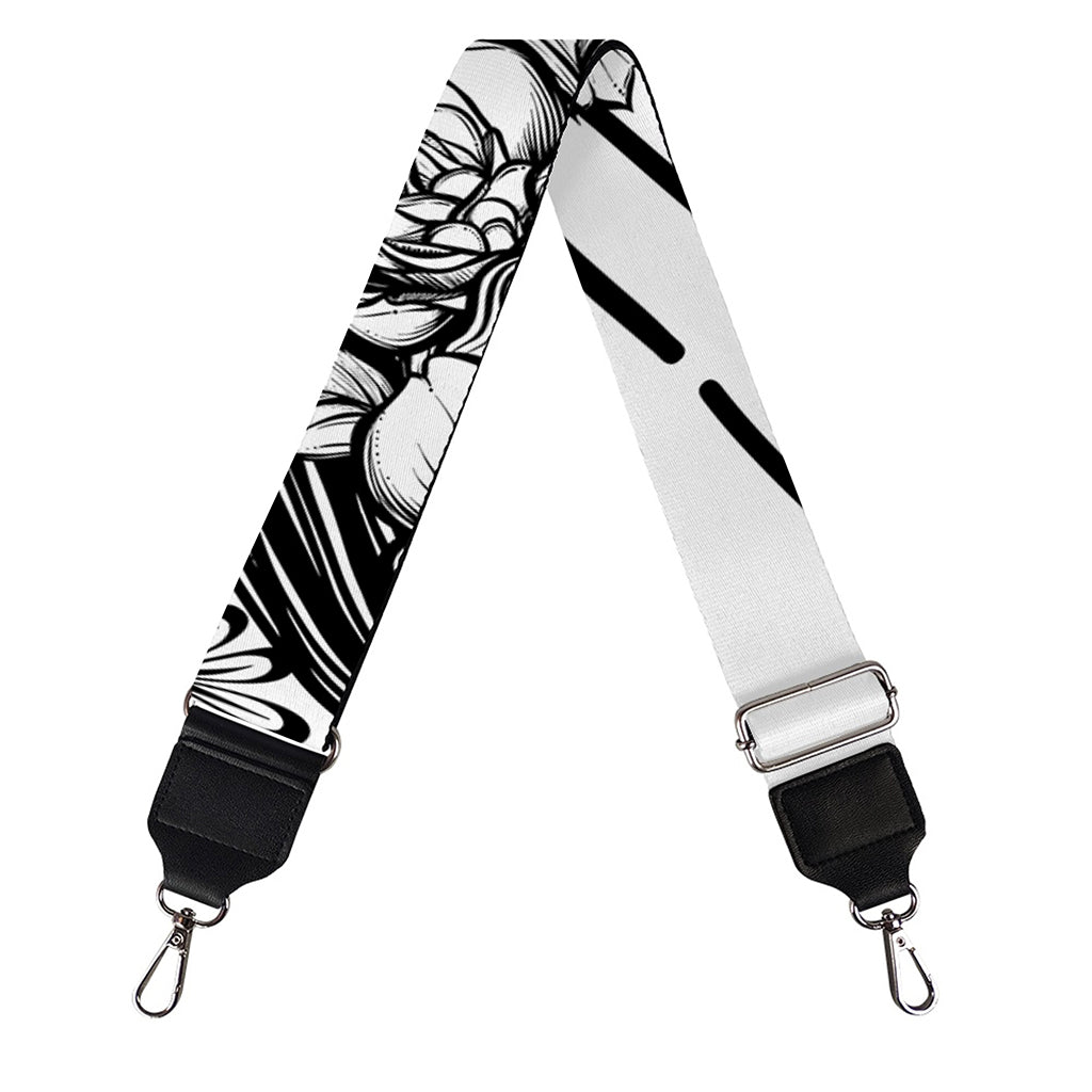 Black And White Calavera Girl Print Bag Strap