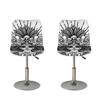 Black And White Calavera Girl Print Bar Stool Covers