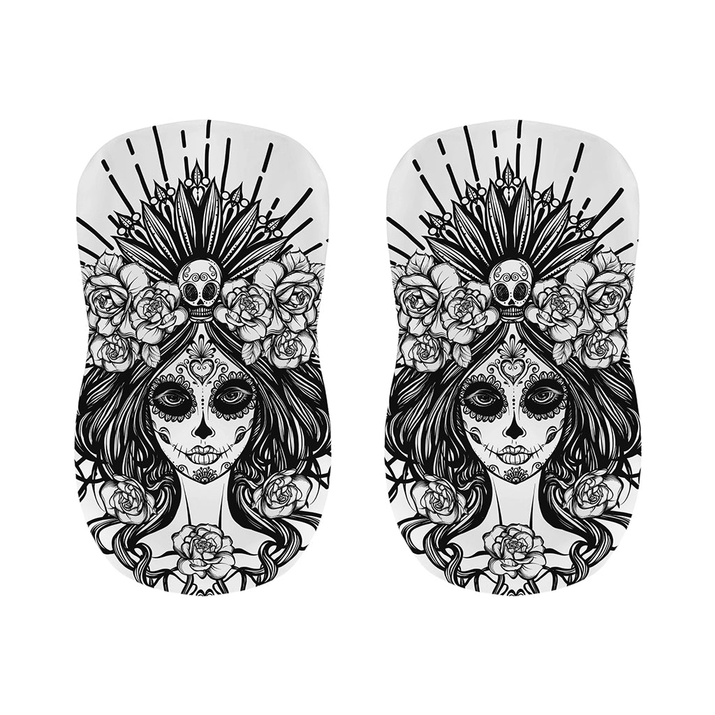 Black And White Calavera Girl Print Bar Stool Covers