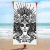 Black And White Calavera Girl Print Beach Towel