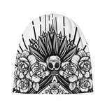 Black And White Calavera Girl Print Beanie