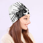 Black And White Calavera Girl Print Beanie