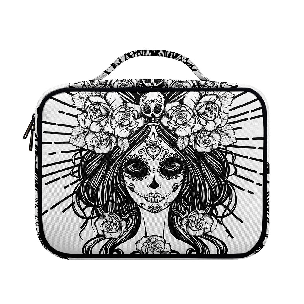 Black And White Calavera Girl Print Briefcase Bible Bag
