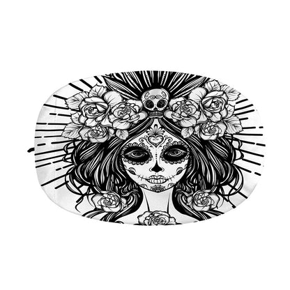Black And White Calavera Girl Print Car Side Mirror Covers