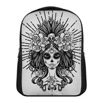 Black And White Calavera Girl Print Casual Backpack