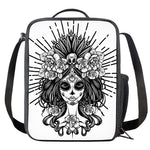 Black And White Calavera Girl Print Crossbody Lunch Bag