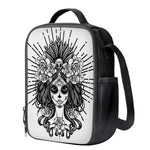 Black And White Calavera Girl Print Crossbody Lunch Bag