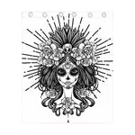 Black And White Calavera Girl Print Curtain