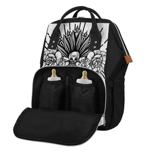 Black And White Calavera Girl Print Diaper Bag