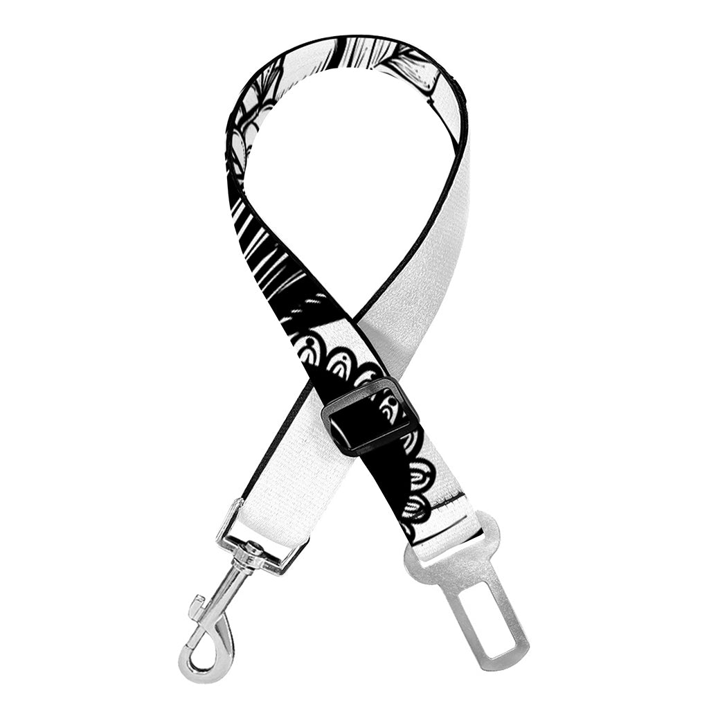 Black And White Calavera Girl Print Dog Seat Belt