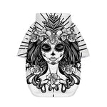 Black And White Calavera Girl Print Dog Zip Up Hoodie