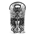 Black And White Calavera Girl Print Double Neoprene Wine Tote