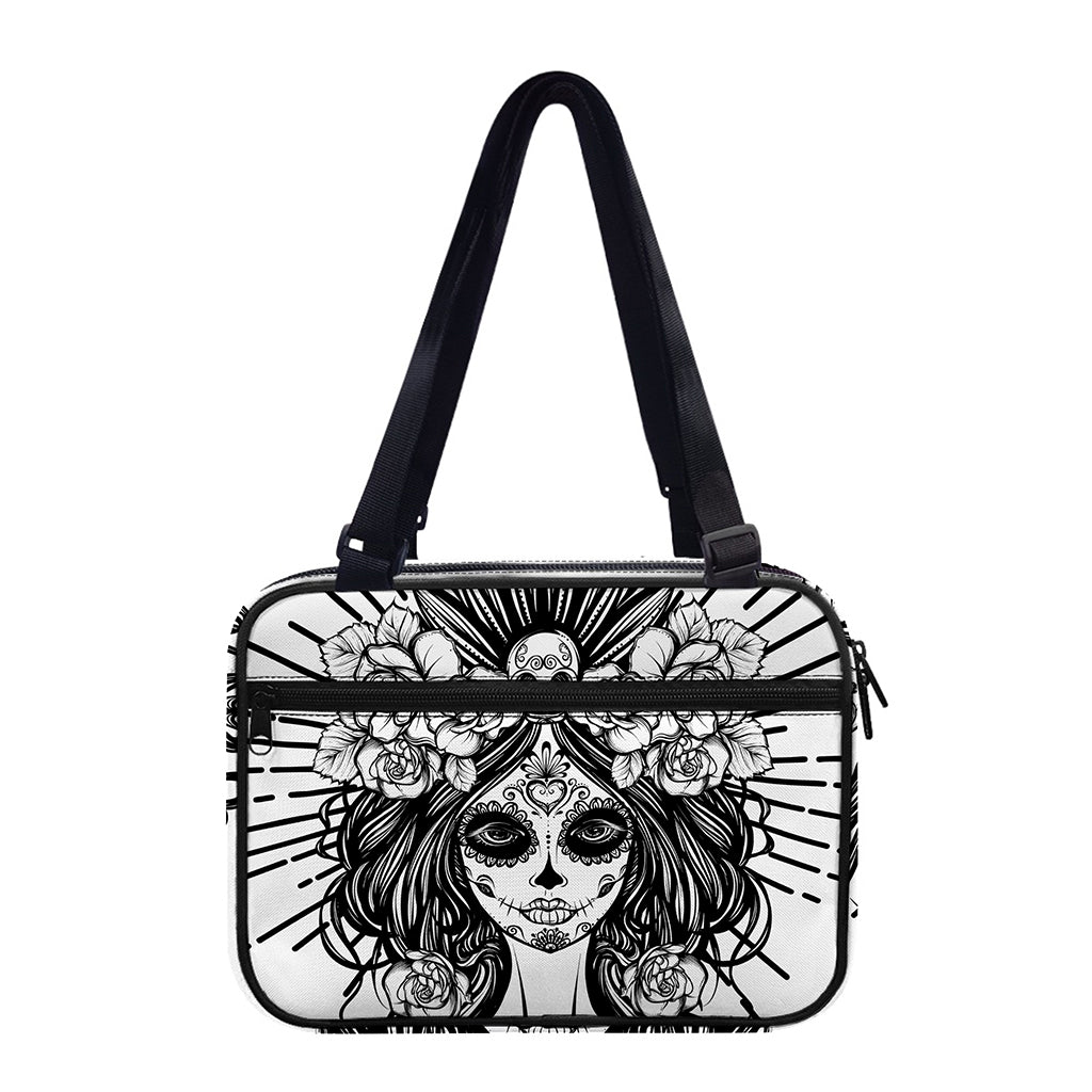 Black And White Calavera Girl Print Double Strap Bible Bag