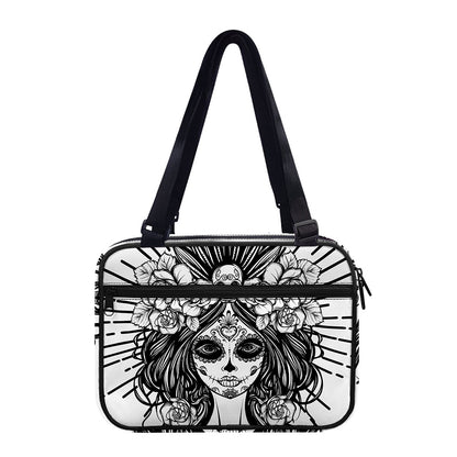 Black And White Calavera Girl Print Double Strap Bible Bag