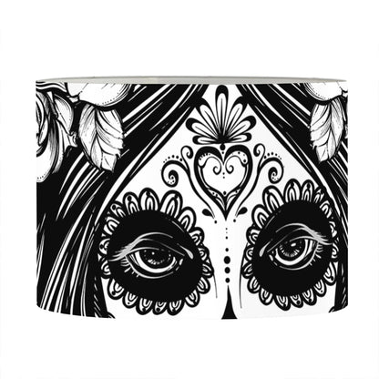Black And White Calavera Girl Print Drum Lamp Shade