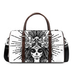 Black And White Calavera Girl Print Duffle Bag