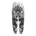 Black And White Calavera Girl Print Fleece Lined Knit Pants
